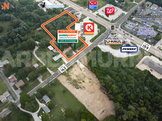 Site Map of  2.85 Acre Redevelopment Site at 6537-6541 IL Route 162, Maryville, Illinois 62062