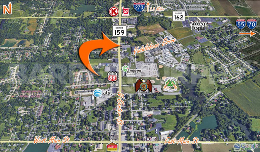 Area Map for 3720 SF Office Space for Lease, 2812 North Center St, Maryville, Illinois 62062