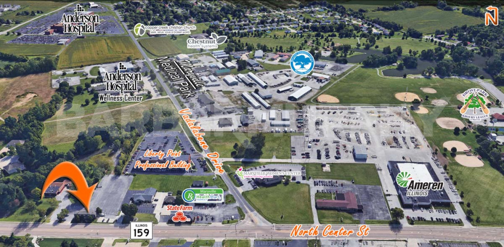 Area Map for 3720 SF Office Space for Lease, 2812 North Center St, Maryville, Illinois 62062