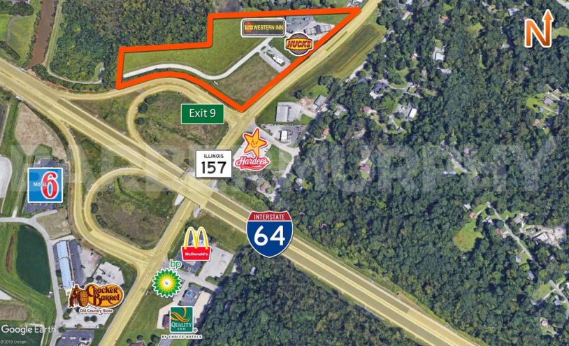 Aerial Image of Office / Retail Lots for Sale or Lease at NW Quadrant of I-64 and IL-157 Interchange in Caseyville, IL.