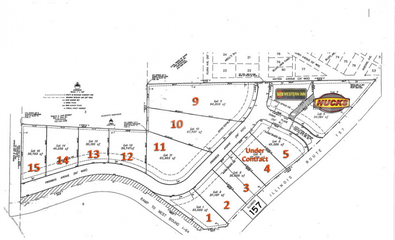 Plat Map for Office / Retail Lots for Sale or Lease at NW Quadrant of I-64 and IL-157 Interchange in Caseyville, IL.