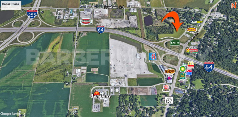 Area Map of I-64 and IL Route 157, Caseyville, IL 62232, Retail and Office Lots for Sale