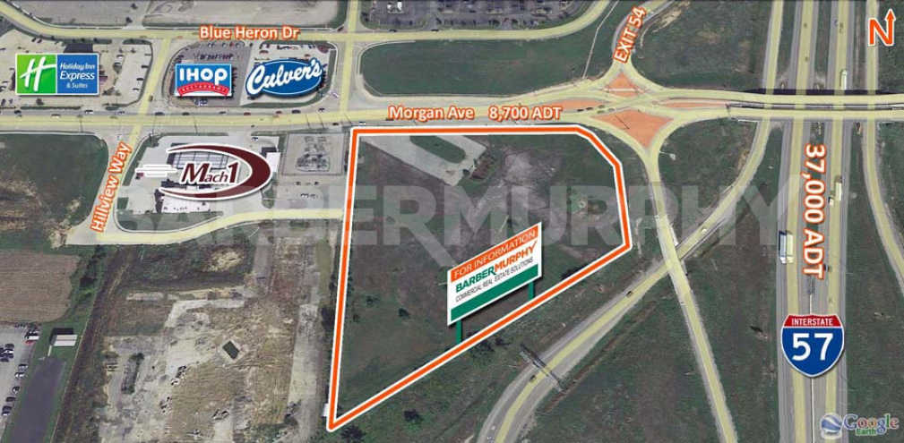 Site Map for Morgan Ave at I-57, Marion, IL 62959 - 7.46 Acre Commercial Development Site, Multi-Commercial Uses, Williamson County, Southern Illinois