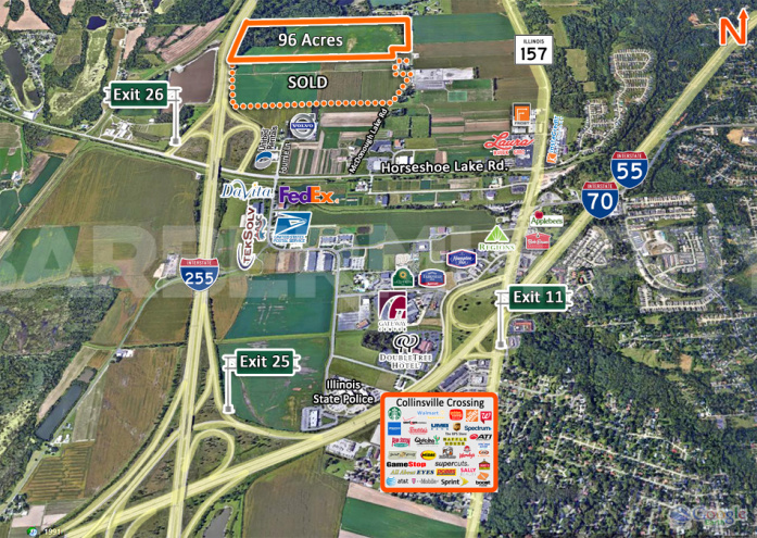 Area Map for 96 Acre Commercial Development Site / I-255  Visibility, McDonough Lake Rd., Collinsville, IL 