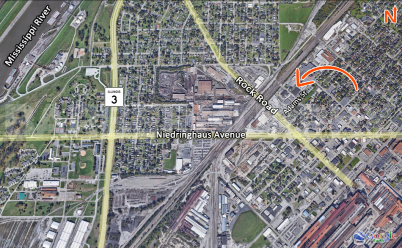 Area Map for 2001 Adams Street, Granite City - Warehouse Storage Facility