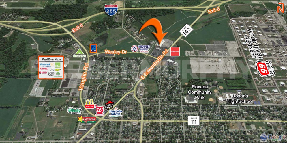 Area Map for 2 Office/Warehouse Spaces for Lease in Wood River, 1901 East Edwardsville Rd, Wood River, Illinois 62095