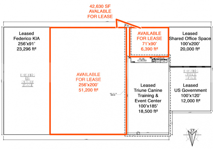 Site Plan of the Leased and Available Spaces in Building