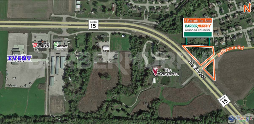 Area Map of Two C-2 Commercial Zoned Parcels for Sale, IL Route 15, Belleville, IL 62221