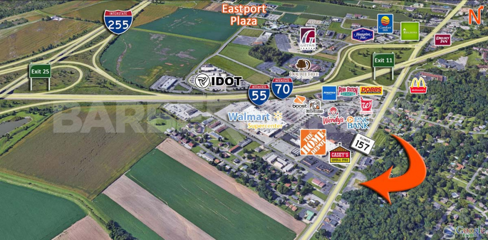 Area Map for 3.0 Acre Development Site - Pad Ready, 204-206 North Bluff Rd, Collinsville, Illinois 62234